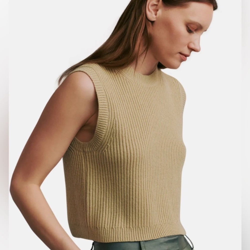 TWP 100% Cashmere Pastel Green Knit Sweater Vest